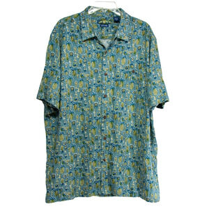 Men's XL Button up Hawaiian Pineapple CAMPIA 100% Rayon Short Sleeve Beach Shirt